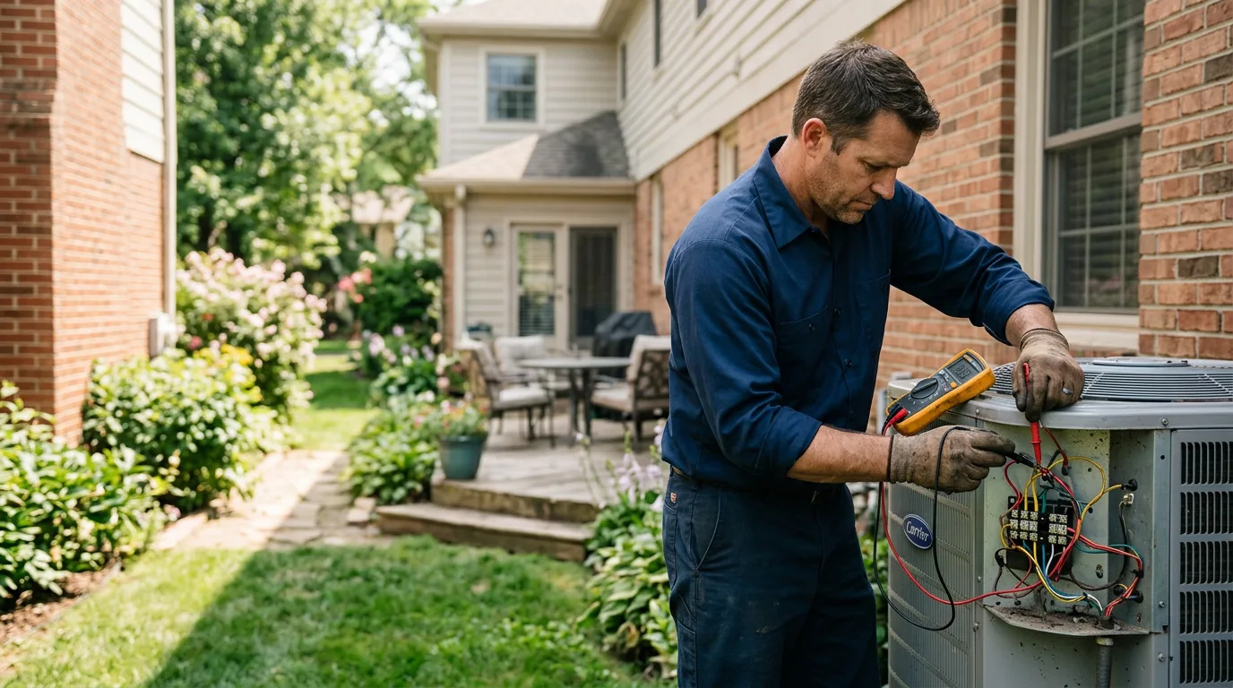 HVAC technician working near Hughes Springs, TX